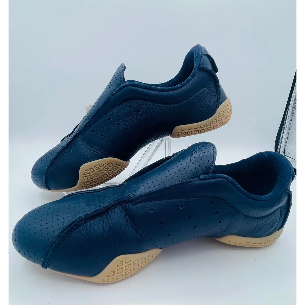 Adidas Enmei Slip On Martial Arts Shoes Mens 7.5 Navy Blue Leather 382637 NEW